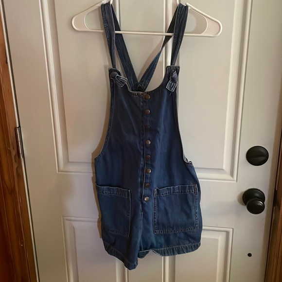 Knotted Denim Short Overall - Picture 1 of 3